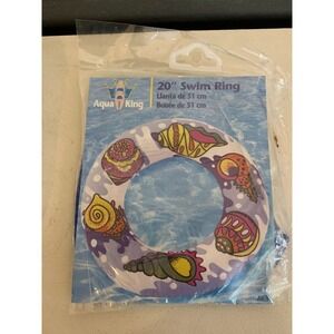 1997‎ Aqua King Swim Ring Shell Theme Print Vintage Pool Float 20 Inch Beach